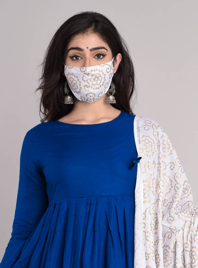 Stylish Rayon Blue Solid Anarkali Kurta With Palazzo And Dupatta Set